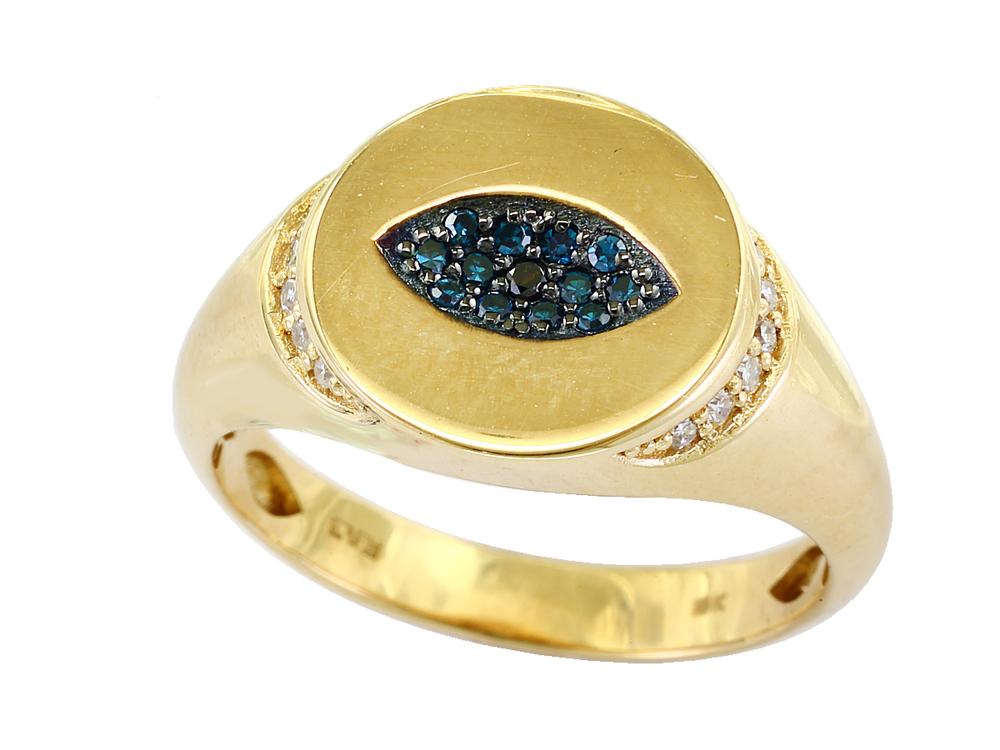 EFFY 18K YELLOW GOLD DIAMOND,BLUE DIAMOND, RING