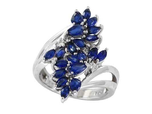 EFFY 14K WHITE GOLD DIAMOND,NATURAL SAPPHIRE RING