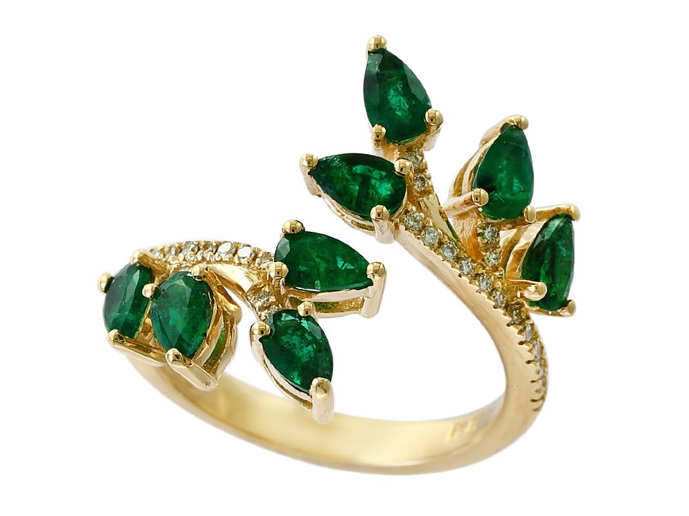 EFFY 14K YELLOW GOLD DIAMOND,NATURAL EMERALD RING