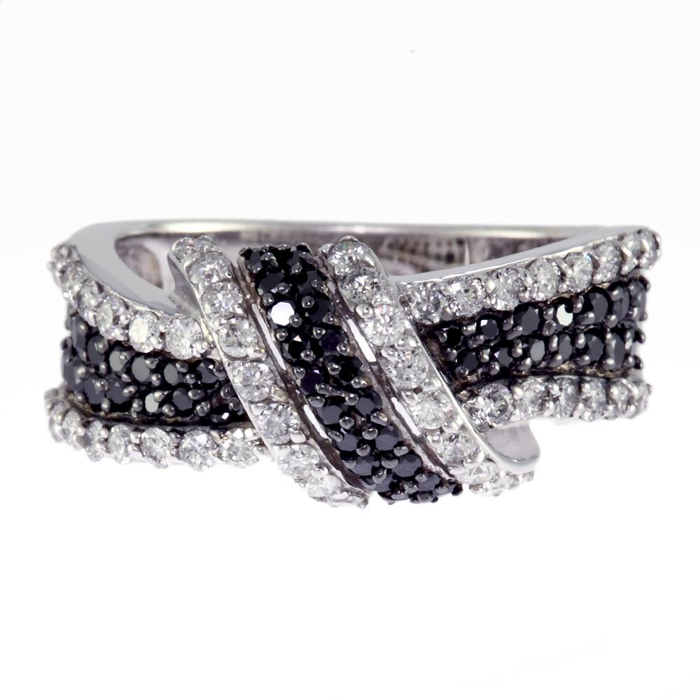 EFFY 14K WHITE GOLD DIAMOND,BLACK DIAMOND, RING