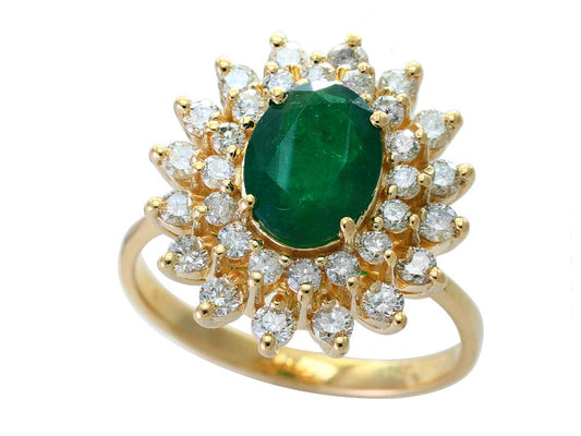 EFFY 14K YELLOW GOLD DIAMOND,NATURAL EMERALD RING