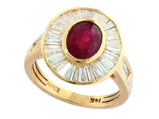 EFFY 14K YELLOW GOLD DIAMOND,NATURAL RUBY RING