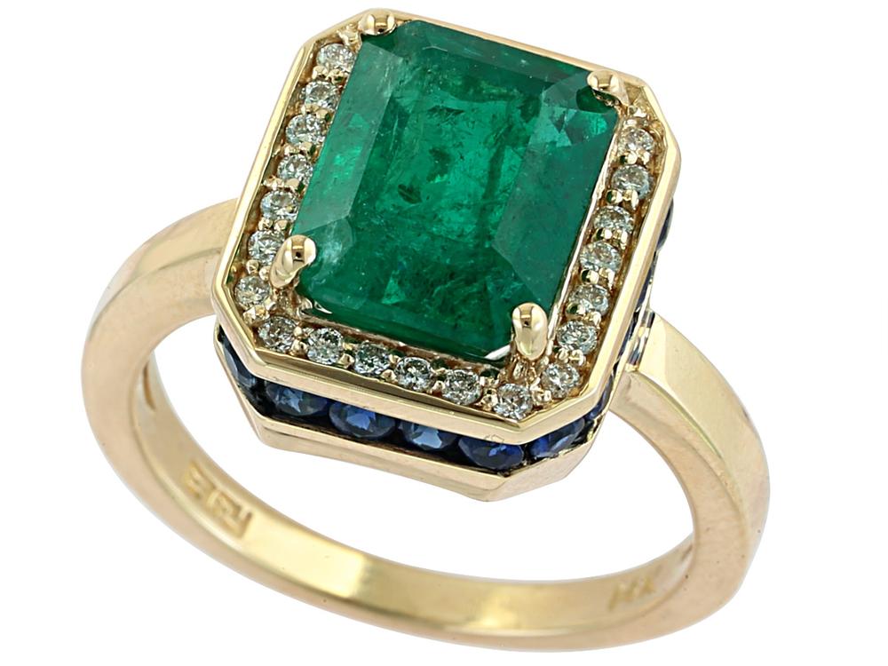 EFFY 14K YELLOW GOLD DIAMOND,NATURAL EMERALD,NATURAL SAPPHIRE RING