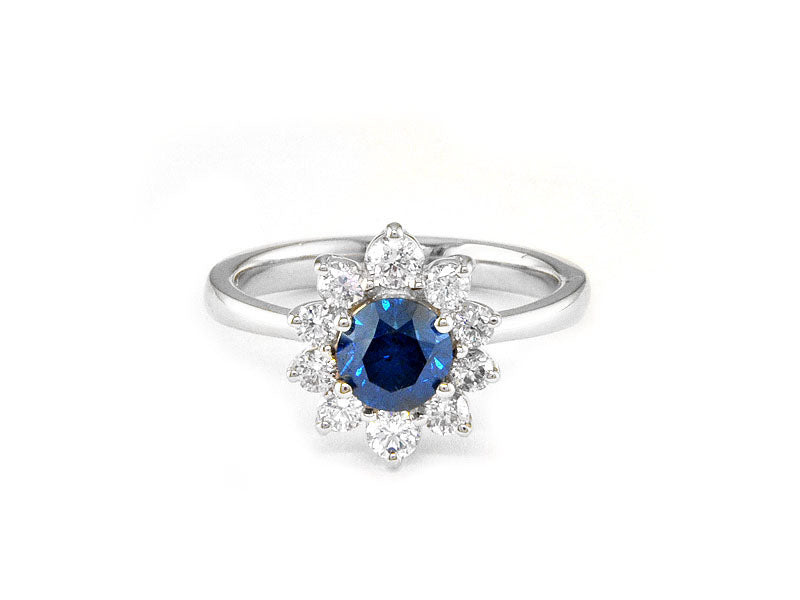 EFFY 14K WHITE GOLD DIAMOND,BLUE DIAMOND, RING