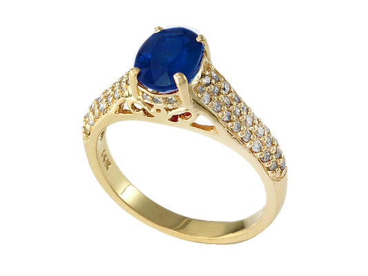 EFFY 14K WHITE GOLD DIAMOND,NATURAL SAPPHIRE RING