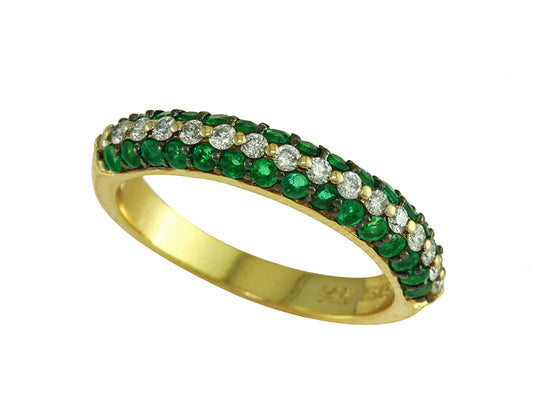 EFFY 14K YELLOW GOLD DIAMOND,NATURAL EMERALD RING