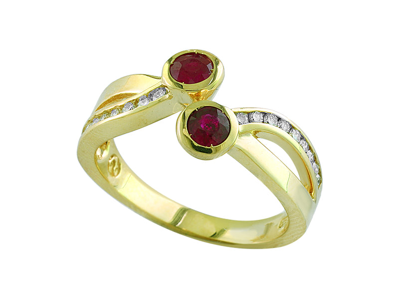 EFFY 14K ROSE GOLD DIAMOND,NATURAL RUBY RING