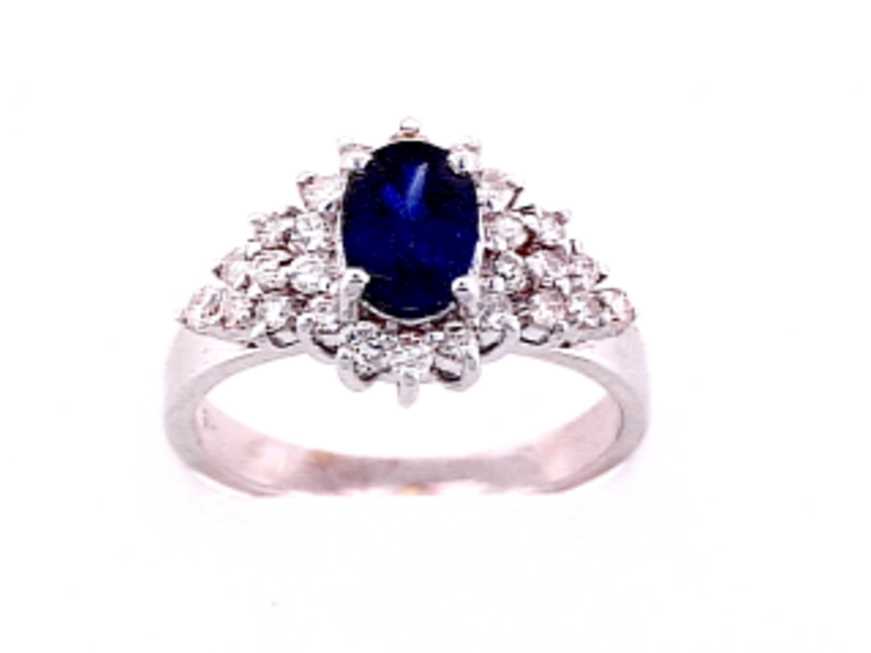 EFFY 14K WHITE GOLD DIAMOND,NATURAL SAPPHIRE RING