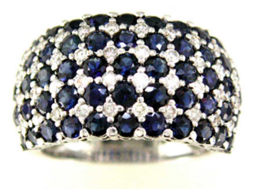 EFFY 14K WHITE GOLD DIAMOND,NATURAL SAPPHIRE RING