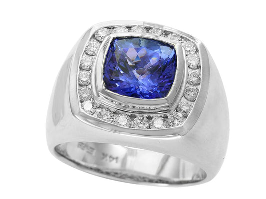 EFFY 14K WHITE GOLD DIAMOND,TANZANITE RING