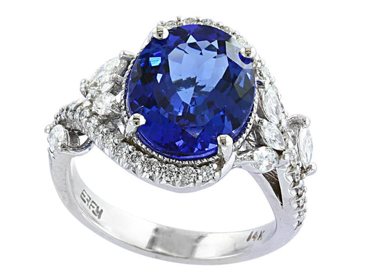 EFFY 14K WHITE GOLD DIAMOND,TANZANITE RING