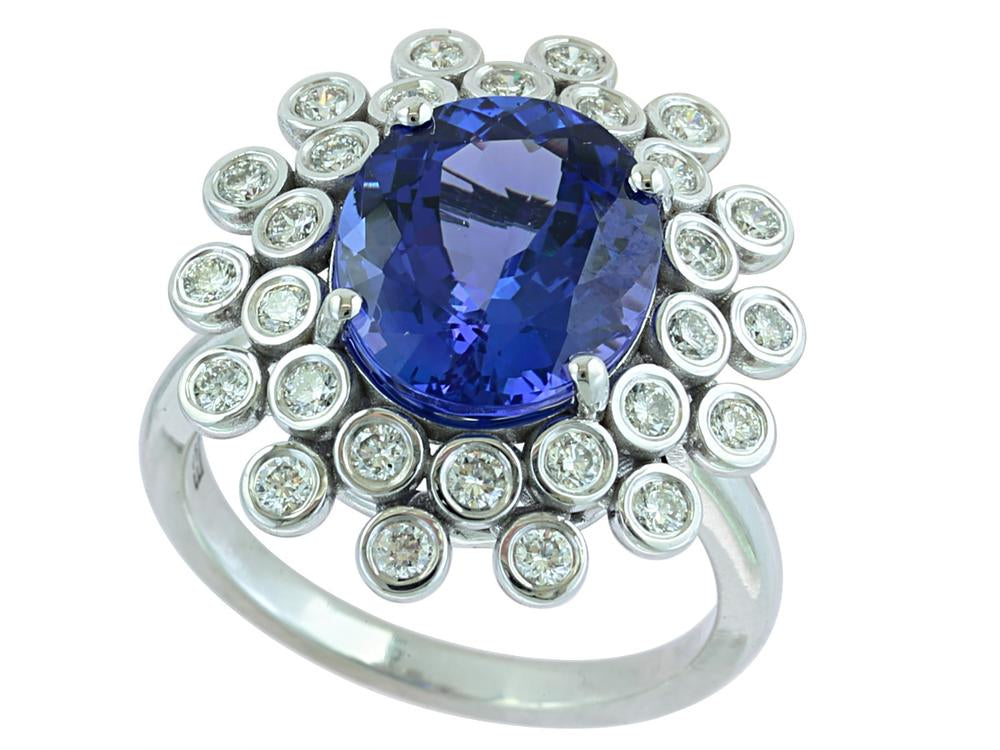 EFFY 14K WHITE GOLD DIAMOND,TANZANITE RING