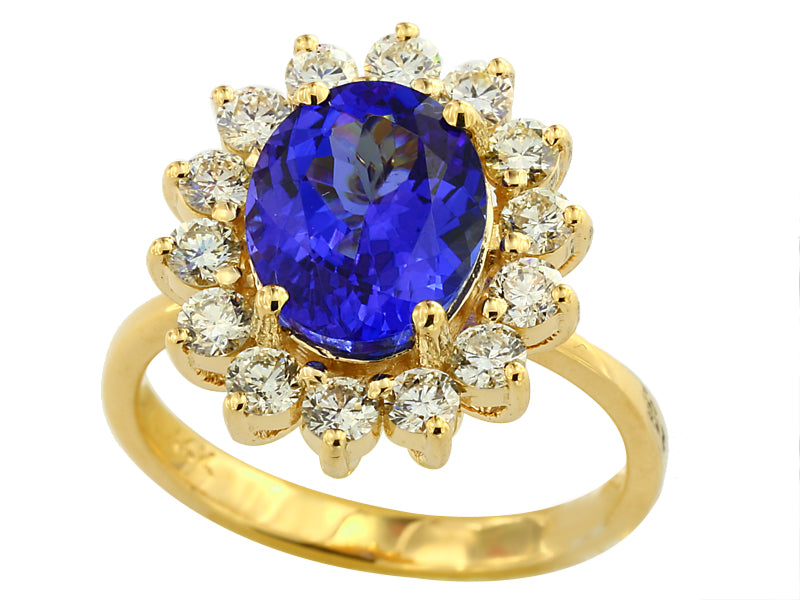 EFFY 14K YELLOW GOLD DIAMOND,TANZANITE RING