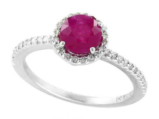 EFFY 14K WHITE GOLD DIAMOND,NATURAL RUBY RING