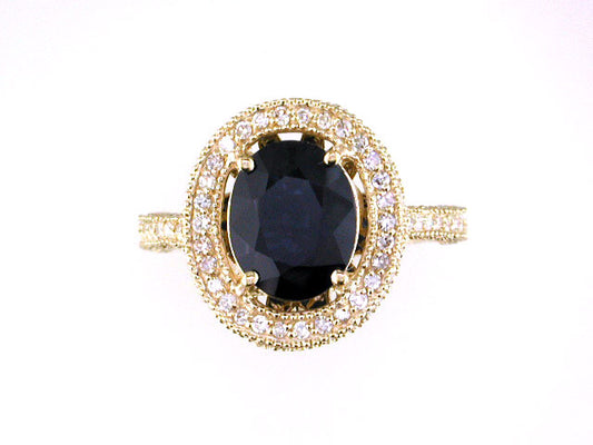 EFFY 14K YELLOW GOLD DIAMOND,NATURAL SAPPHIRE RING