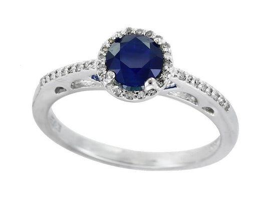 EFFY 14K WHITE GOLD DIAMOND,BLUE DIAMOND,NATURAL SAPPHIRE RING