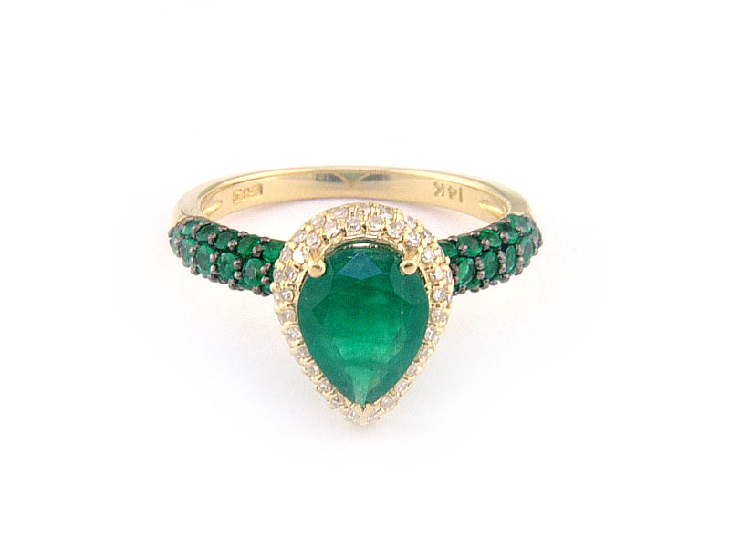 EFFY 14K WHITE GOLD DIAMOND,NATURAL EMERALD RING