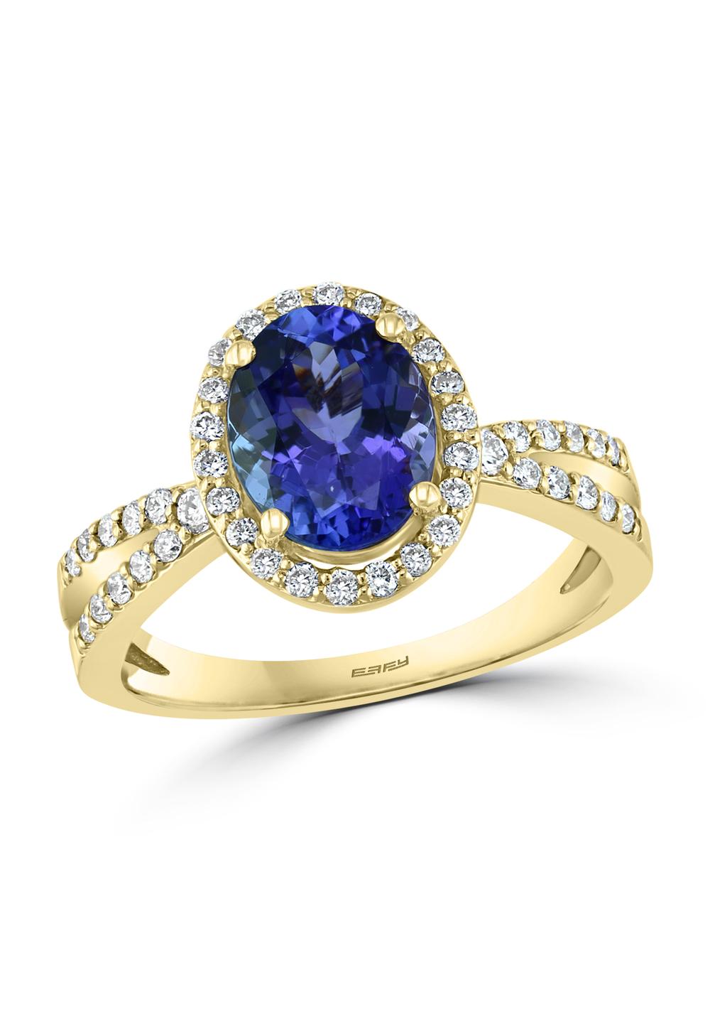 EFFY 14K YELLOW GOLD DIAMOND,TANZANITE RING