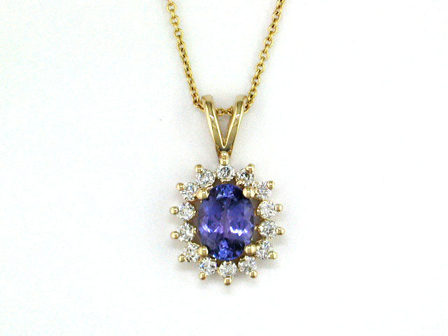 EFFY 14K YELLOW GOLD DIAMOND and TANZANITE PENDANT