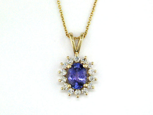 EFFY 14K YELLOW GOLD DIAMOND and TANZANITE PENDANT