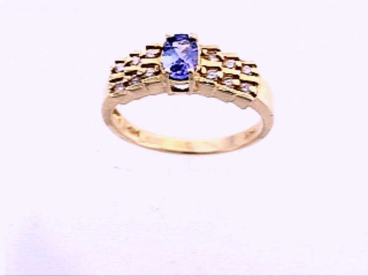 EFFY 14K YELLOW GOLD DIAMOND and TANZANITE RING