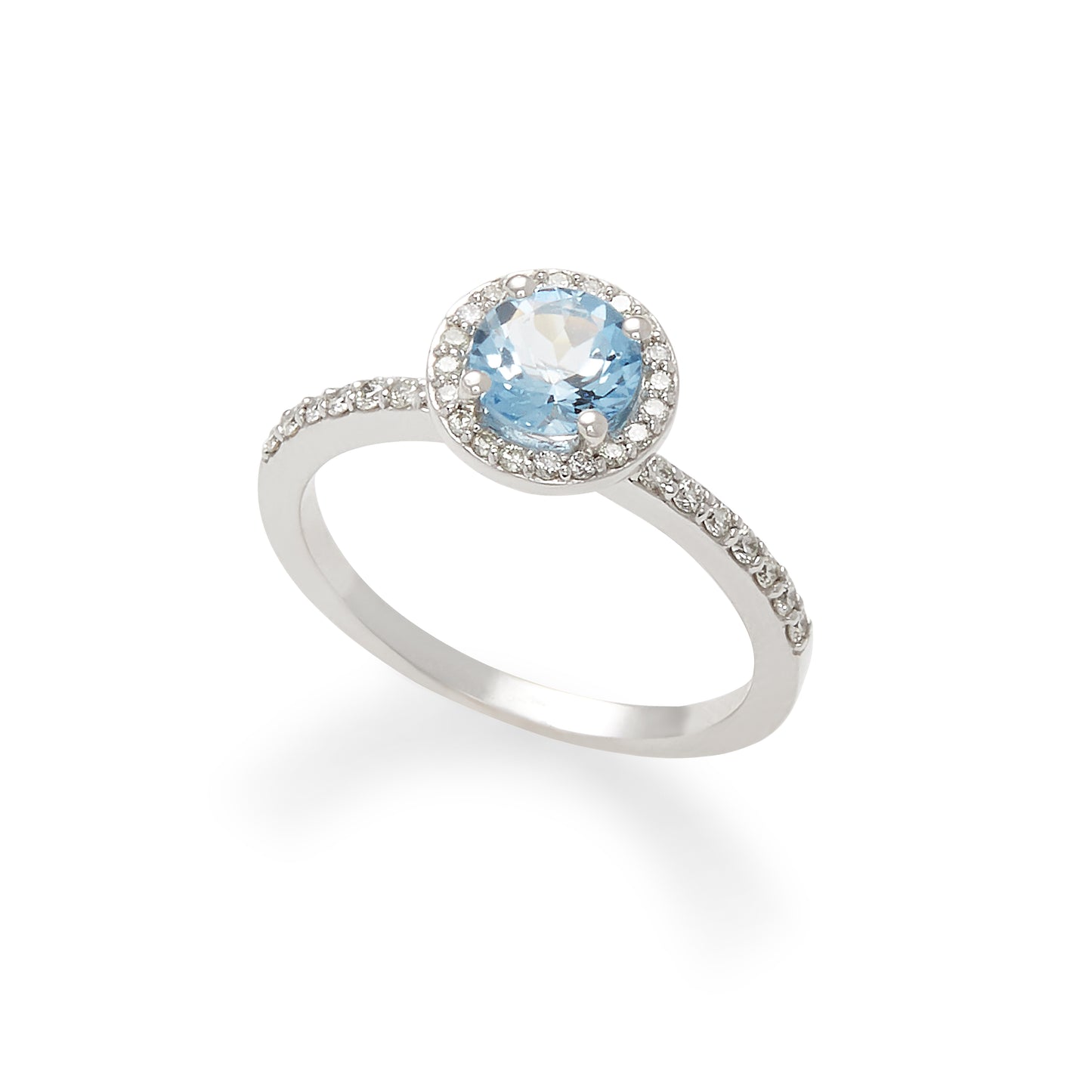 Effy 14K White Gold Diamond, Aquamarine Ring