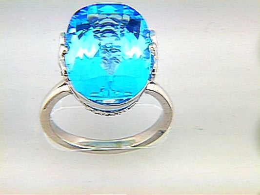 EFFY 14K WHITE GOLD BLUE TOPAZ RING