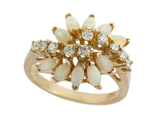 EFFY 14K YELLOW GOLD DIAMOND,OPAL RING