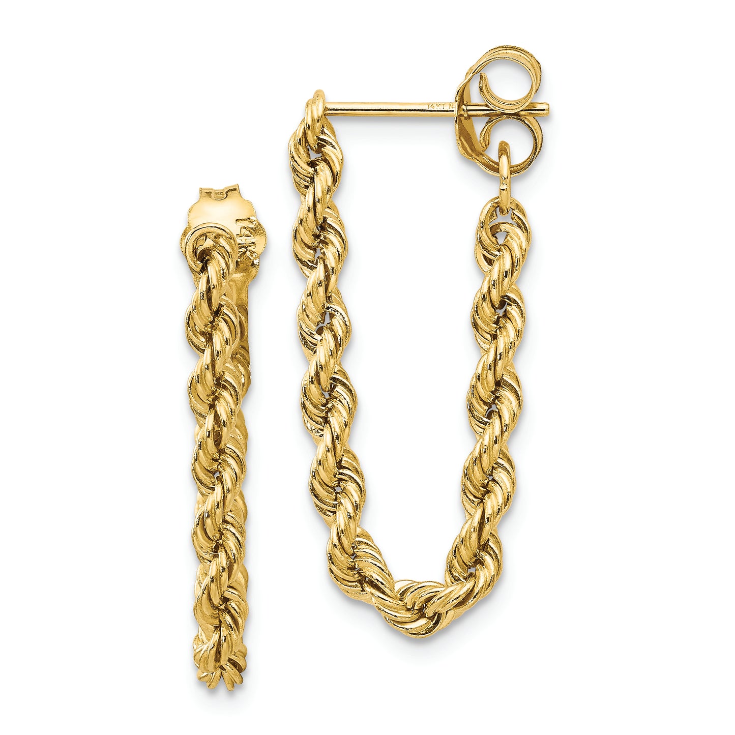 14K Hollow Rope Earrings