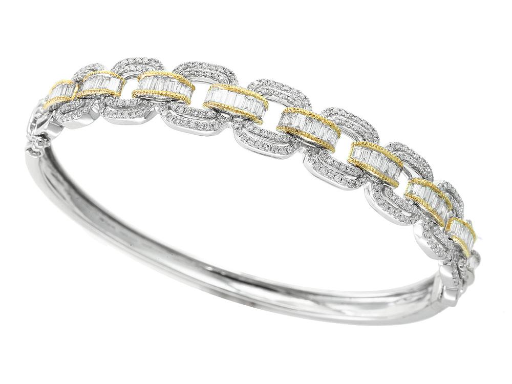 EFFY 14K WHITE and YELLOW GOLD DIAMOND BANGLE