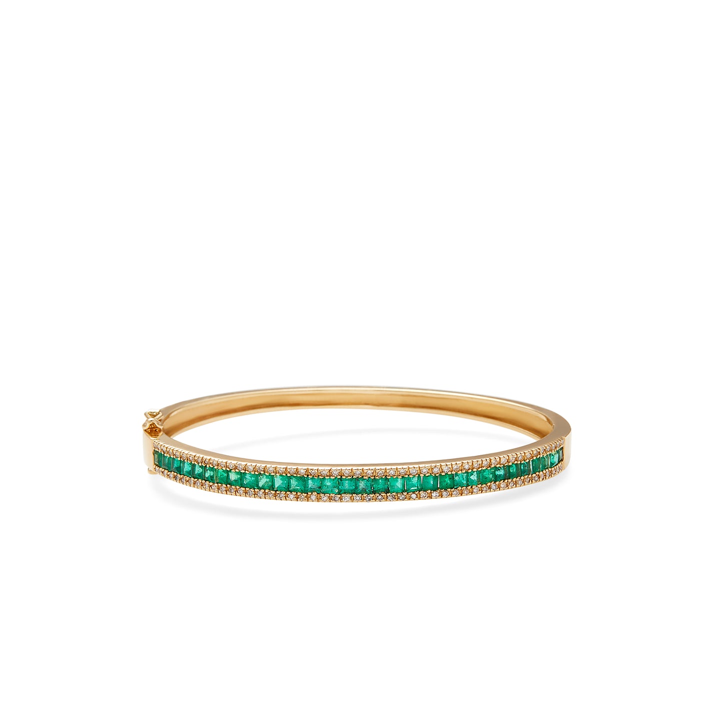 Effy 14K Yellow Gold Diamond, Natural Emerald Bangle