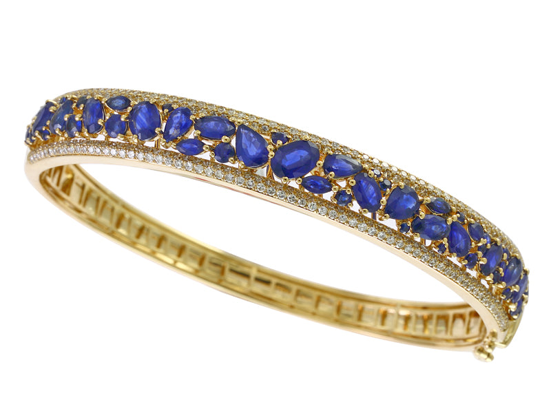 EFFY 14K WHITE GOLD DIAMOND,NATURAL SAPPHIRE BANGLE