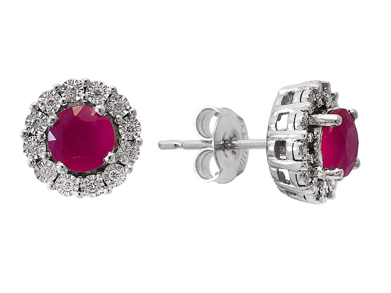 EFFY 925 SILVER DIAMOND,NATURAL RUBY EARRINGS