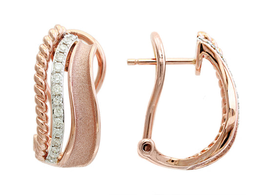 EFFY 14K WHITE and ROSE GOLD DIAMOND EARRINGS