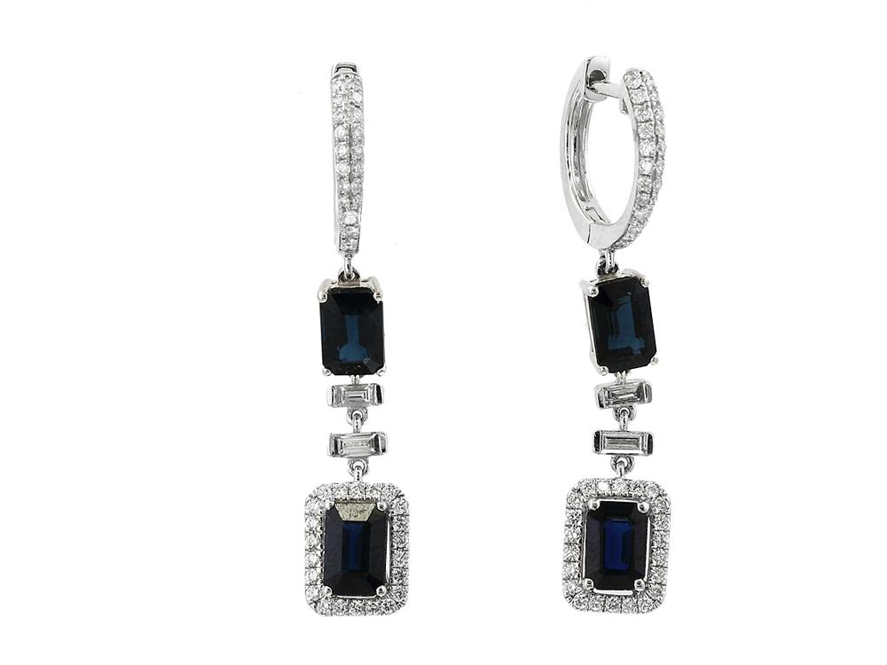 EFFY 14K WHITE GOLD DIAMOND,NATURAL SAPPHIRE EARRINGS