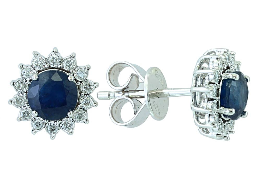 EFFY 14K WHITE GOLD DIAMOND,NATURAL SAPPHIRE EARRINGS