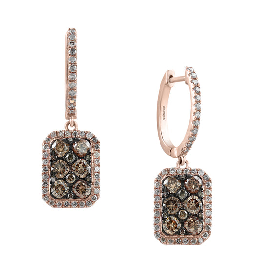 Effy 14K Rose Gold Diamond,Espresso Diamond, Earrings