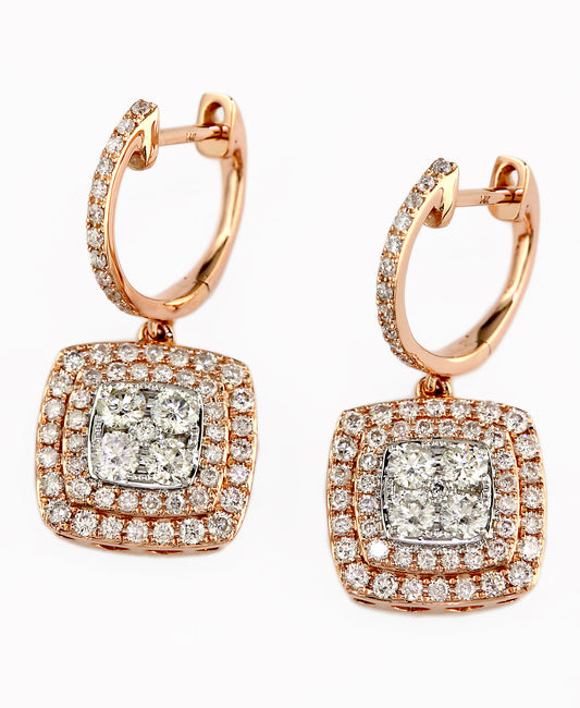 Effy 14K Wht/Rose Gd Diamond Earrings