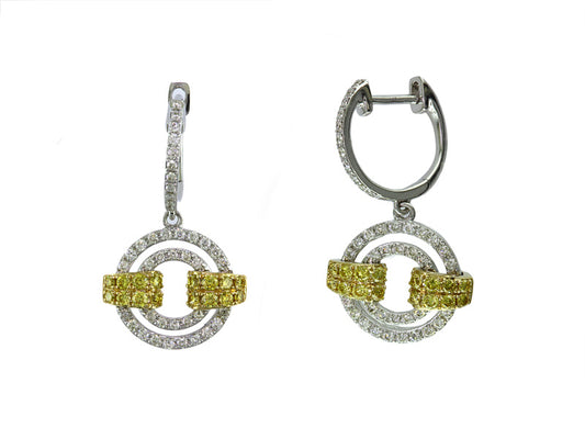 EFFY 14K WHITE and YELLOW GOLD DIAMOND,NATURAL YELLOW DIAMOND, EARRINGS