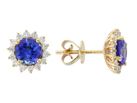 EFFY 14K YELLOW GOLD DIAMOND,TANZANITE EARRINGS