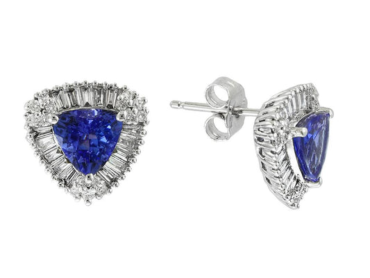 EFFY 14K WHITE GOLD DIAMOND,TANZANITE EARRINGS