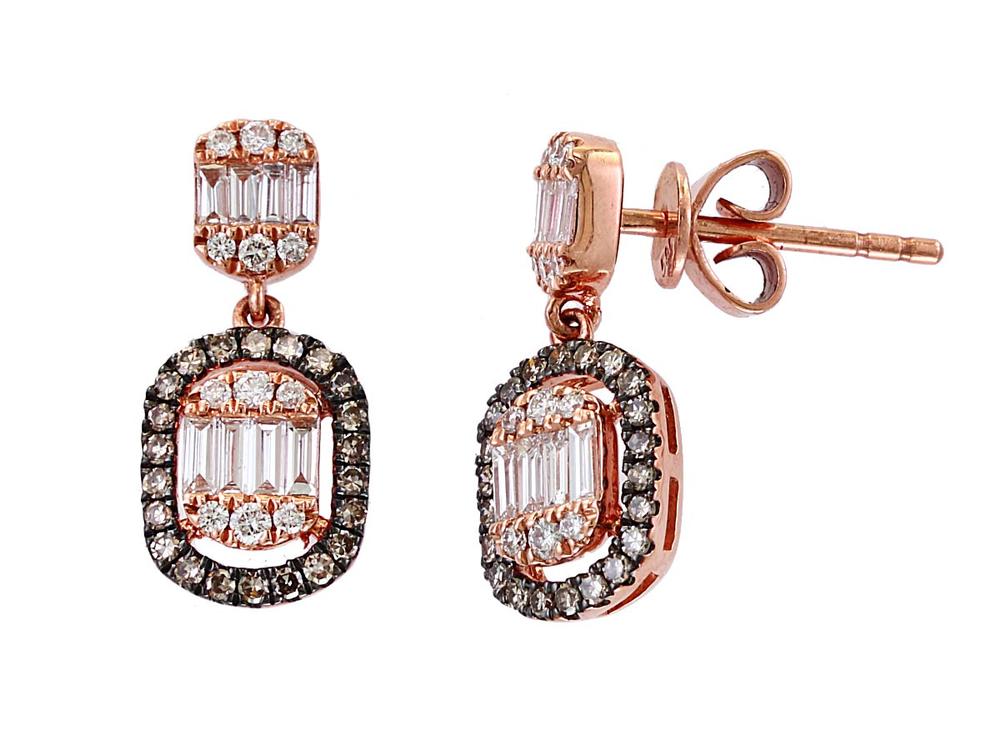 EFFY 14K ROSE GOLD DIAMOND,ESPRESSO DIAMOND, EARRINGS