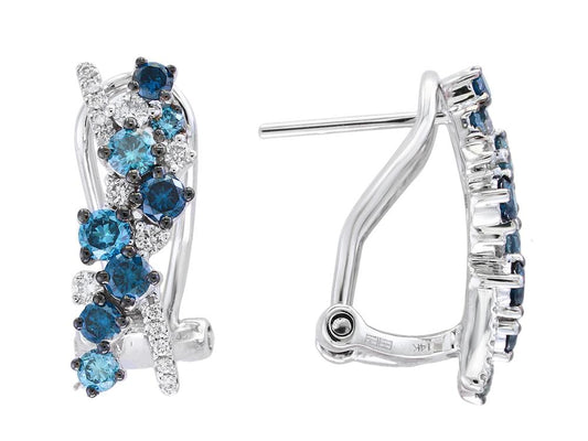 EFFY 14K WHITE GOLD DIAMOND,BLUE DIAMOND, EARRINGS