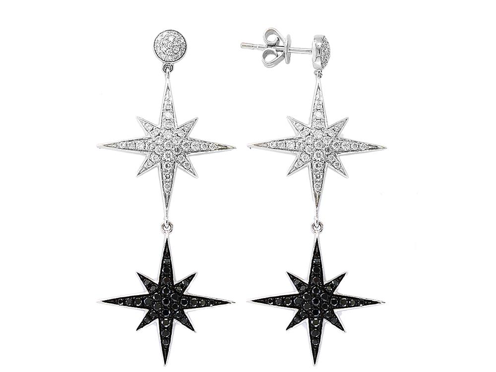 EFFY 14K WHITE GOLD DIAMOND,BLACK DIAMOND, EARRINGS