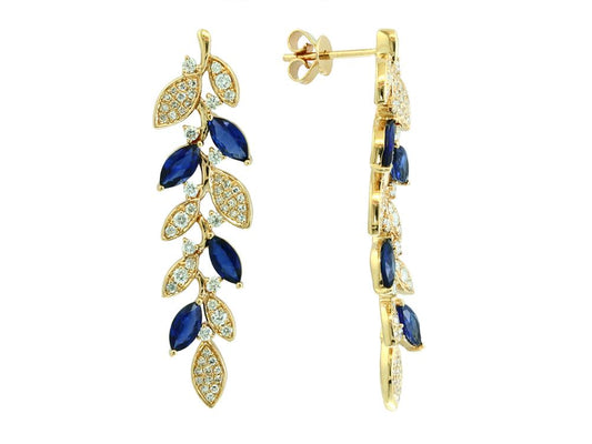 EFFY 14K YELLOW GOLD DIAMOND,NATURAL SAPPHIRE EARRINGS