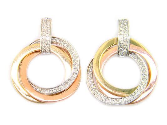 EFFY 14KWHT/YEL/PNK DIAMOND EARRINGS