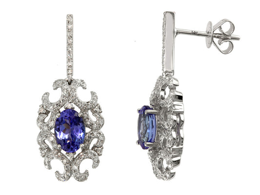 EFFY 14K WHITE GOLD DIAMOND,TANZANITE EARRINGS