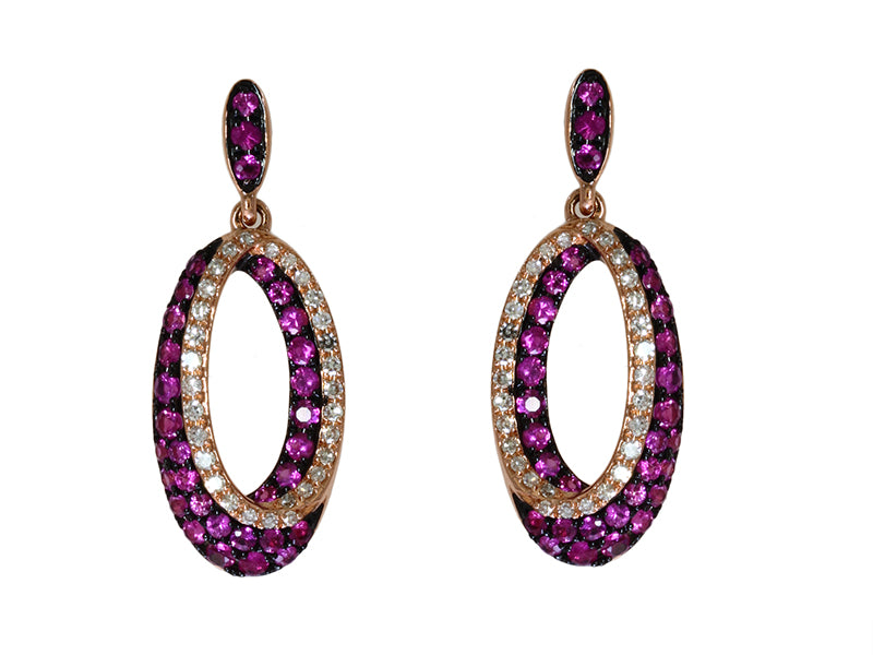 EFFY 14K ROSE GOLD DIAMOND,NATURAL RUBY EARRINGS