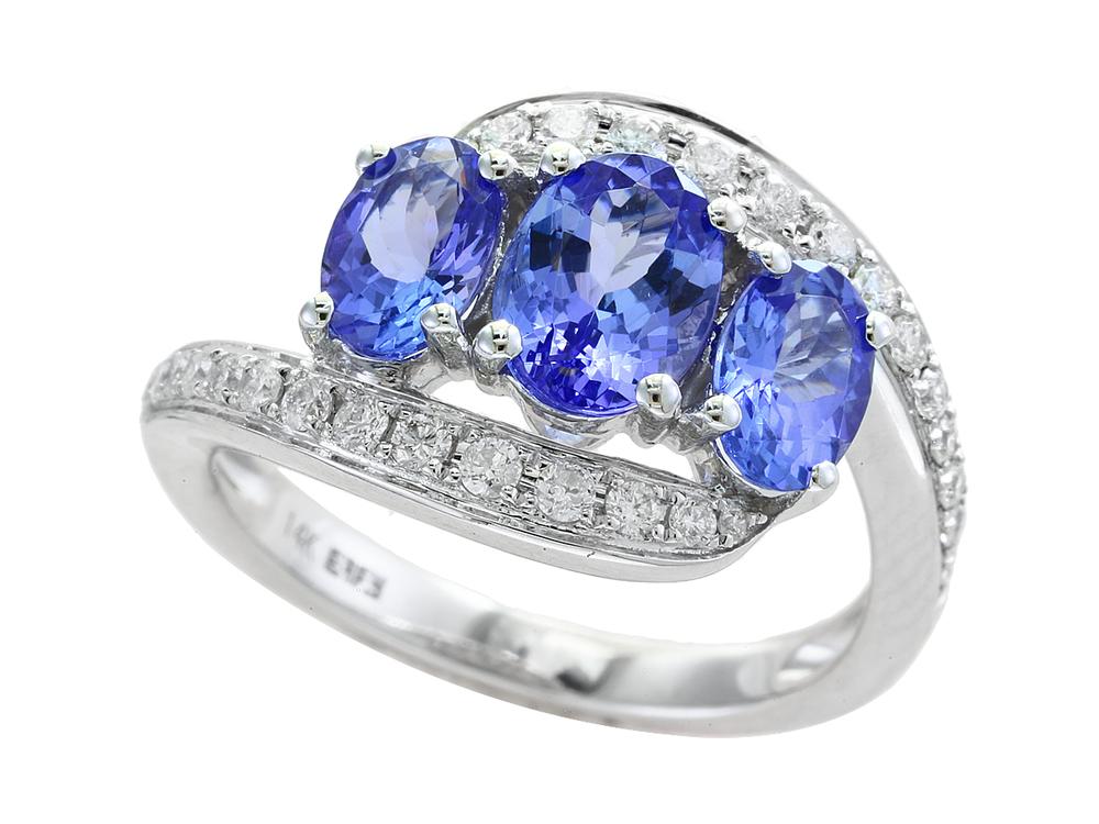 EFFY 14K WHITE GOLD DIAMOND,TANZANITE RING