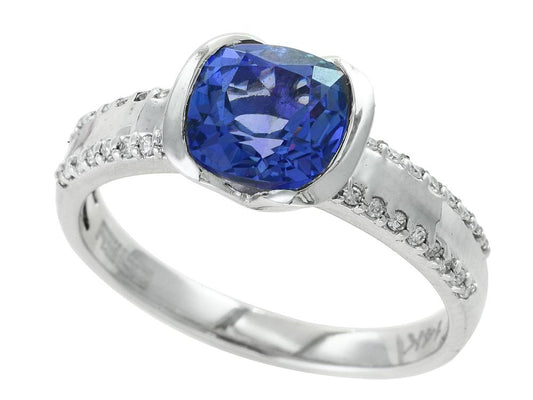 EFFY 14K WHITE GOLD DIAMOND,TANZANITE RING